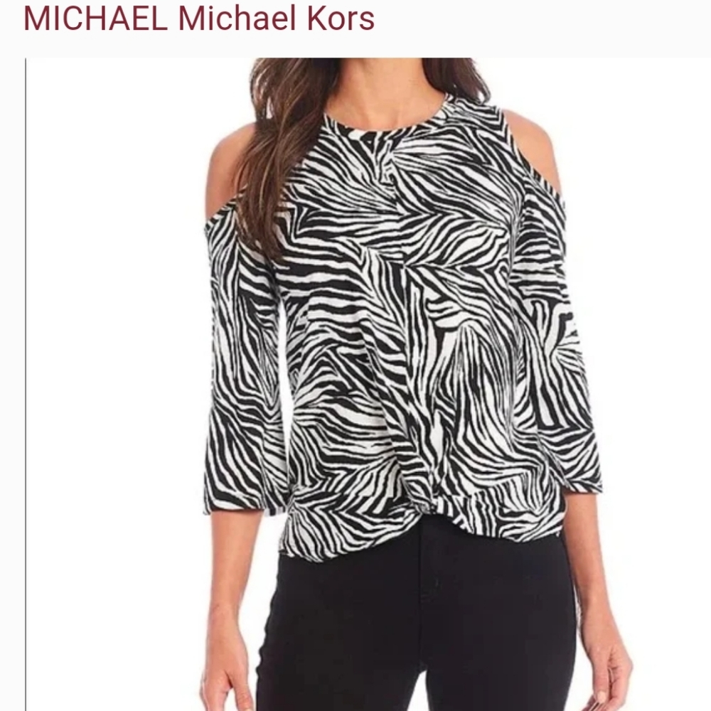 Michael Kors white and blalck cold shoulder top size sx